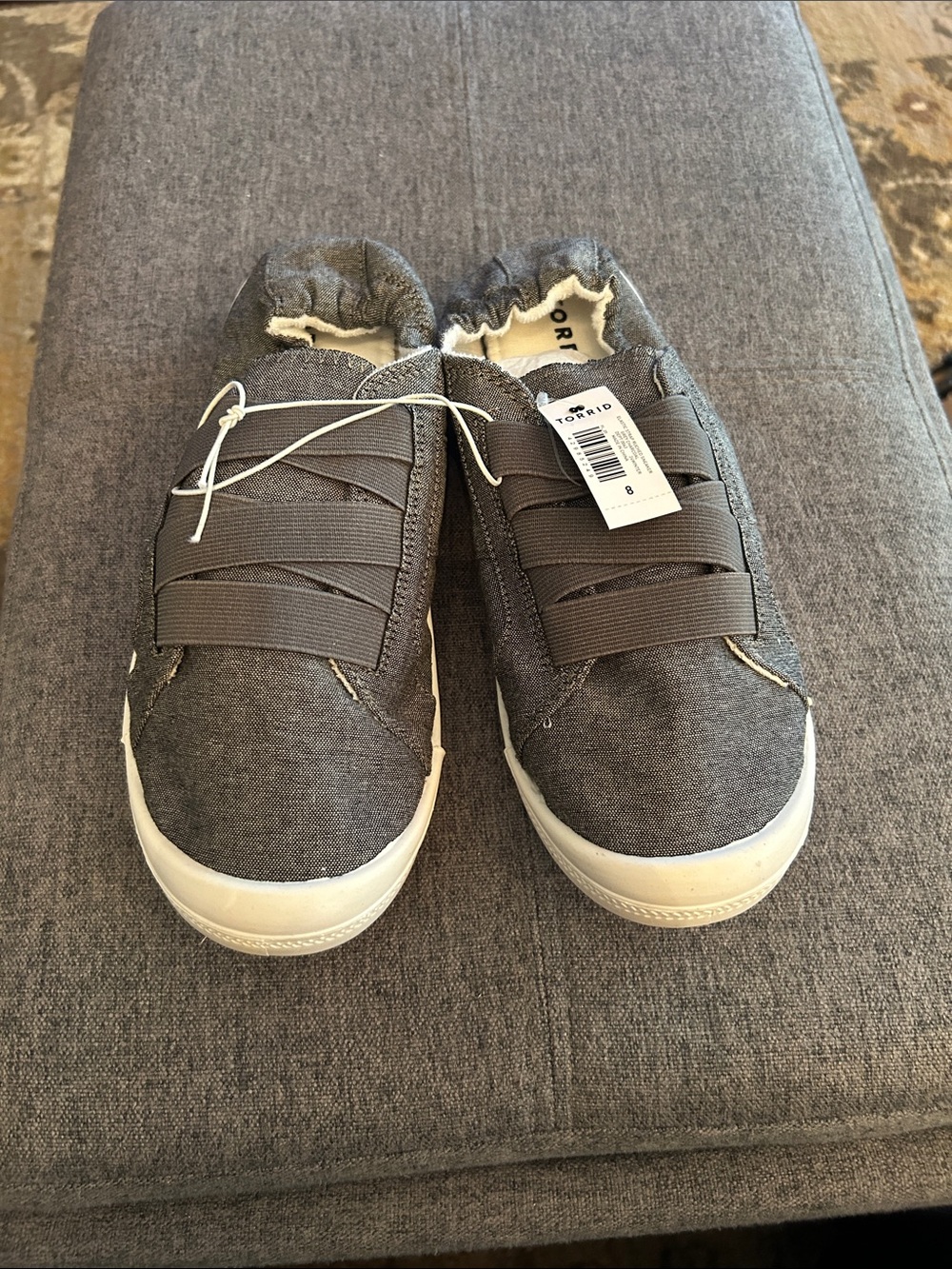 torrid Kids Gray Slip-On Canvas Sneakers with Elastic Bands
